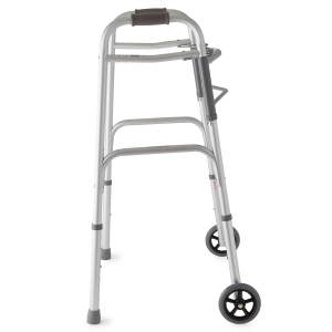Two-Button Folding Walkers with 5" back Wheels 300 lbs. Capacity