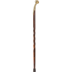 Brazos Twisted Cocobolo Exotic Wood Walking Cane with Brass Hame Top Handle, 37 in