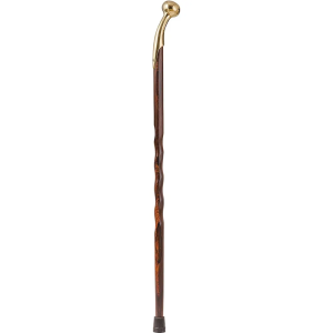 Brazos Twisted Cocobolo Exotic Wood Walking Cane with Brass Hame Top Handle, 37 in