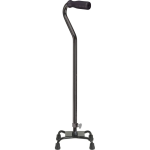 Quad Cane, Small Base, Black, Foam Rubber Grip.