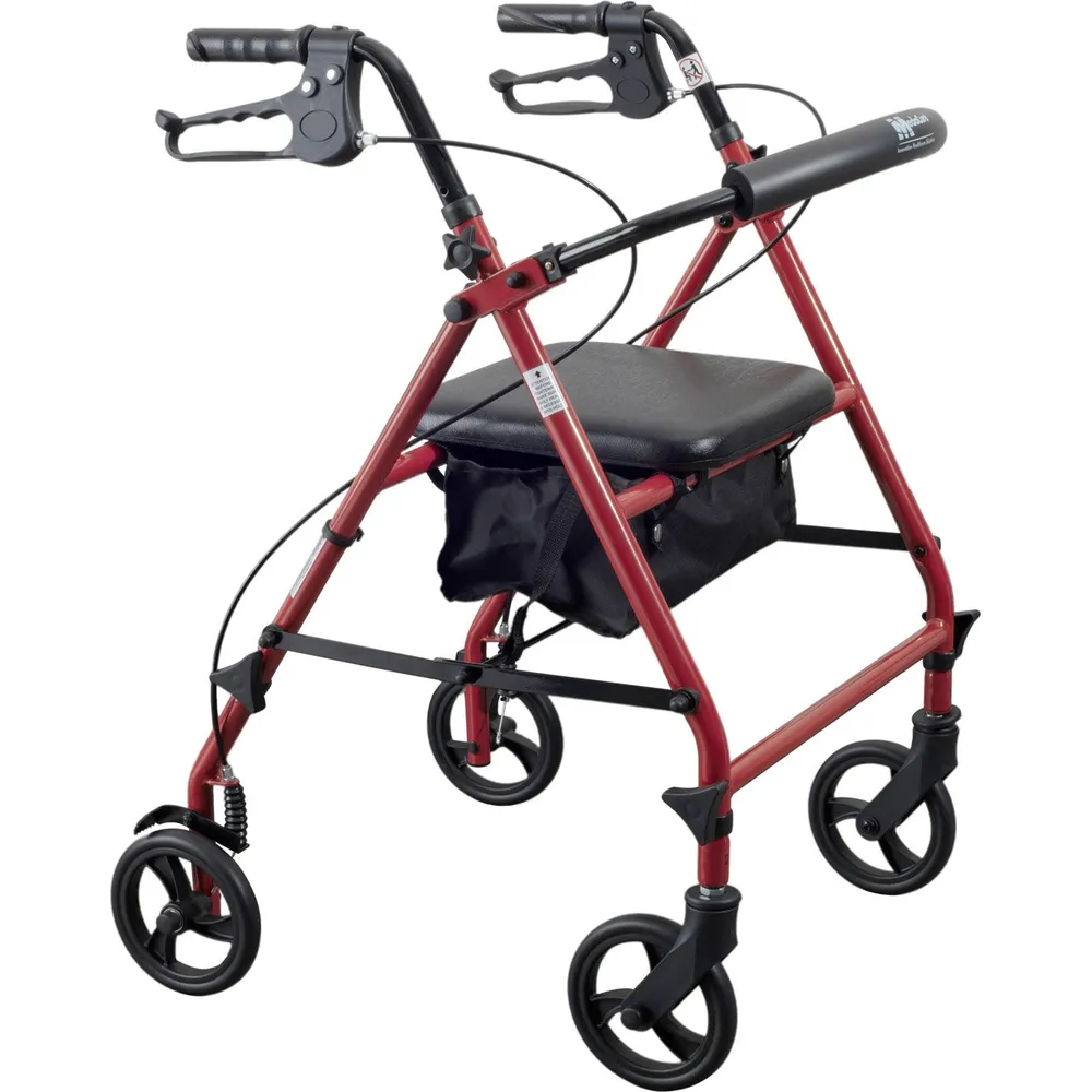 MedaCure® Steel Rollator with 6" Wheels - Red