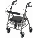 DMI Ultra Lightweight Folding Aluminum Hemi Rollator with Padded Seat, Basket and Adjustable Handle Height, Titanium